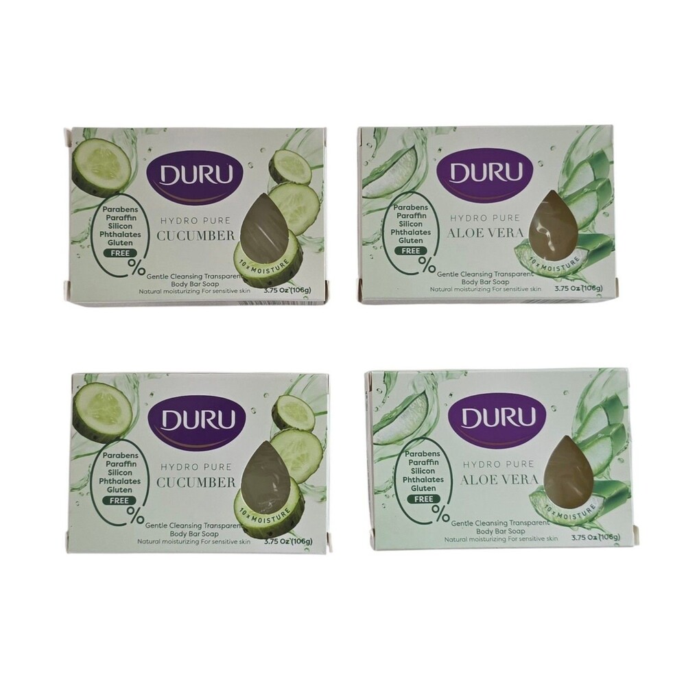 Duru Hydro Pure Cucumber & Aloe Vera Transparent Bar Soap 3.75 Oz ~4pk